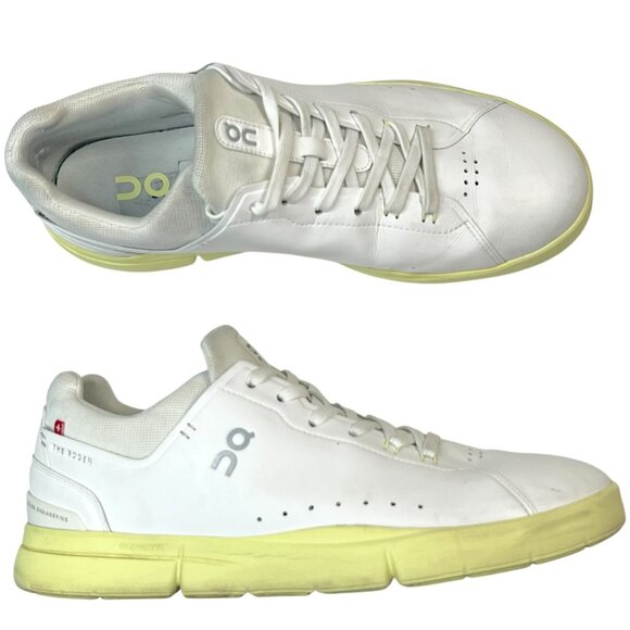 On Running Mens Roger Advantage Style Tennis Sneaker White Hay 10 - Picture 1 of 13